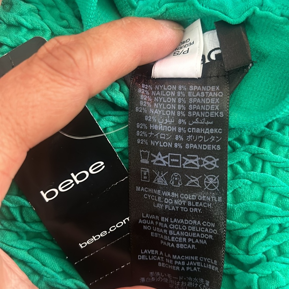 Bebe Green DIAMOND TEXTURED JUPE TEXTURE DIAMANT Bodycon Mini Skirt - Picture 4 of 4